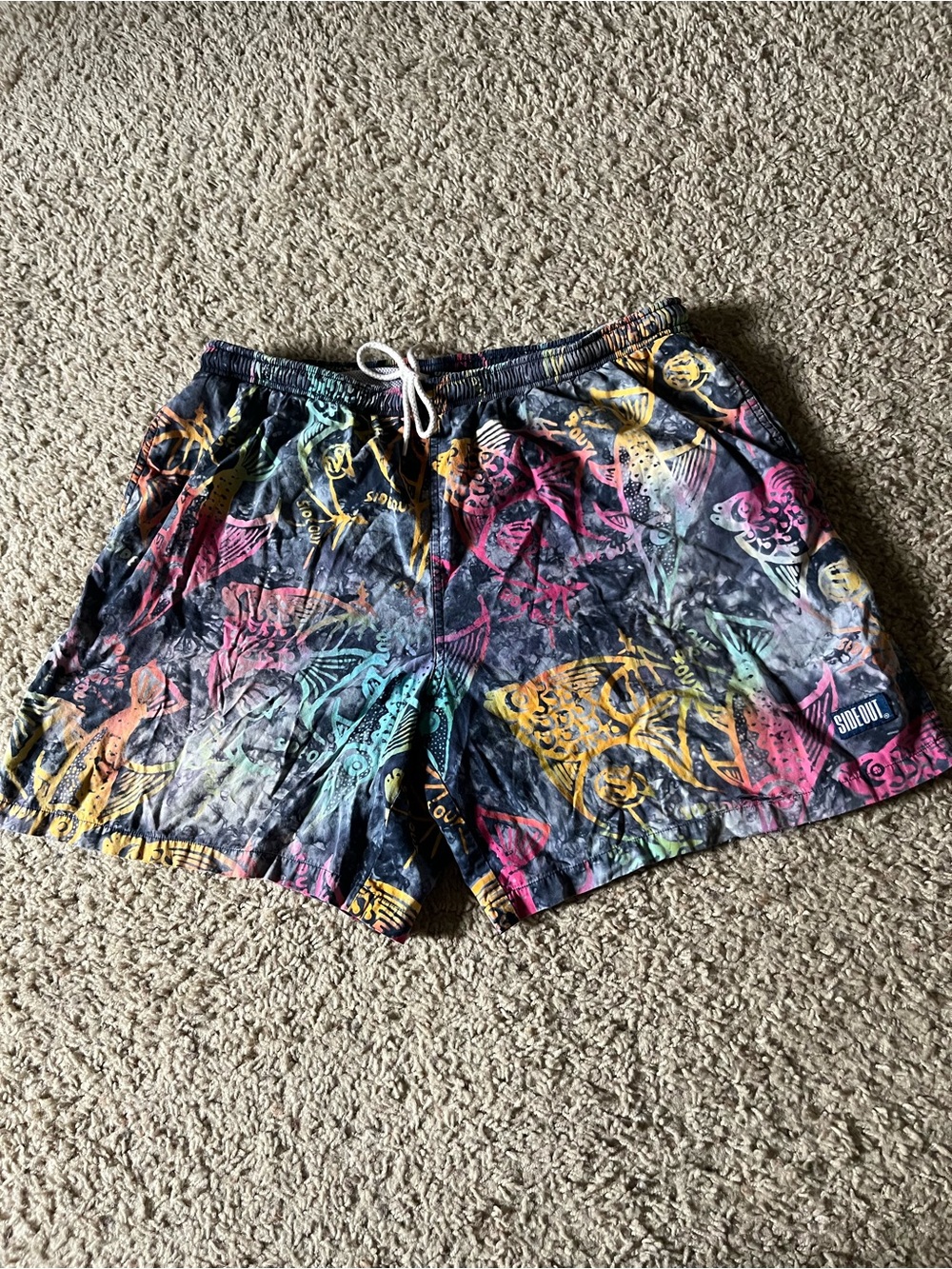 Sideout Y2K Multicolor Fish Print Volley Shorts Size M